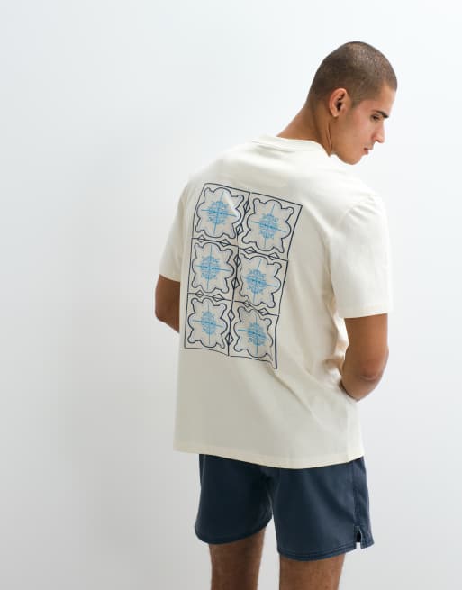 Threadbare - Ecrufarvet T-shirt med rygprint, 3 af 5