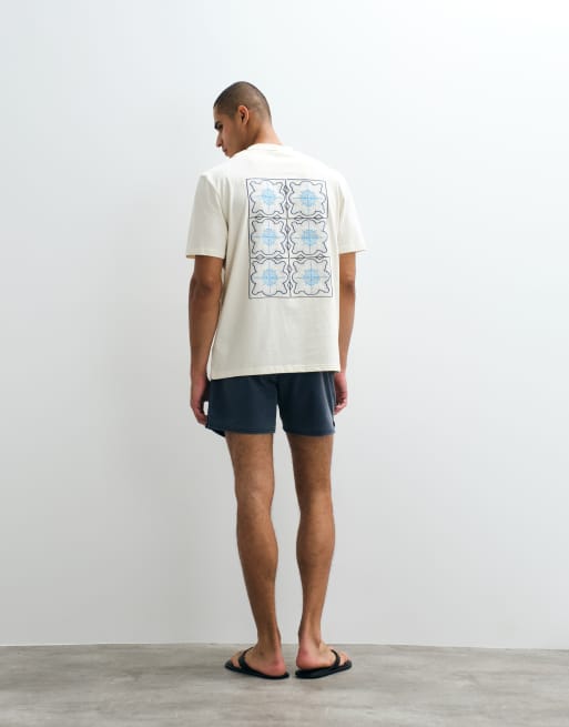Threadbare - Ecrufarvet T-shirt med rygprint, 4 af 5