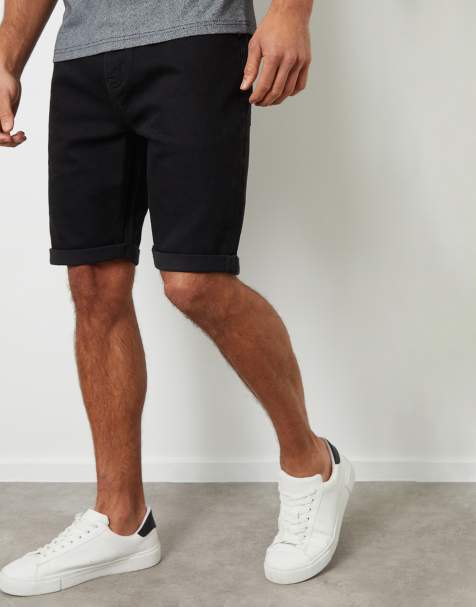 Threadbare 'edmonton' turn up denim shorts in black - view 1