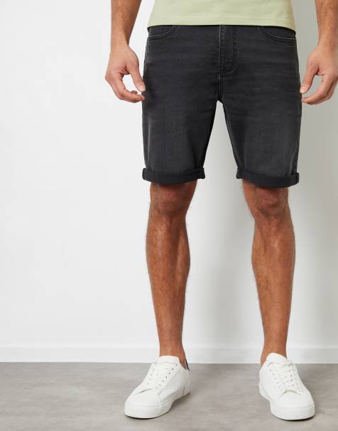 Threadbare 'edmonton' turn up denim shorts in grey - view 1