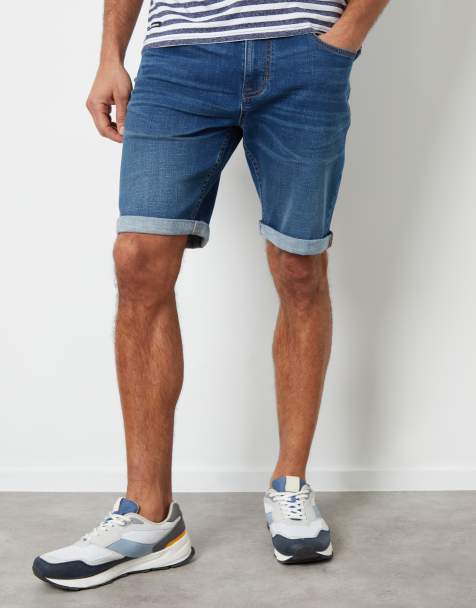 Threadbare 'edmonton' turn up denim shorts in mid blue