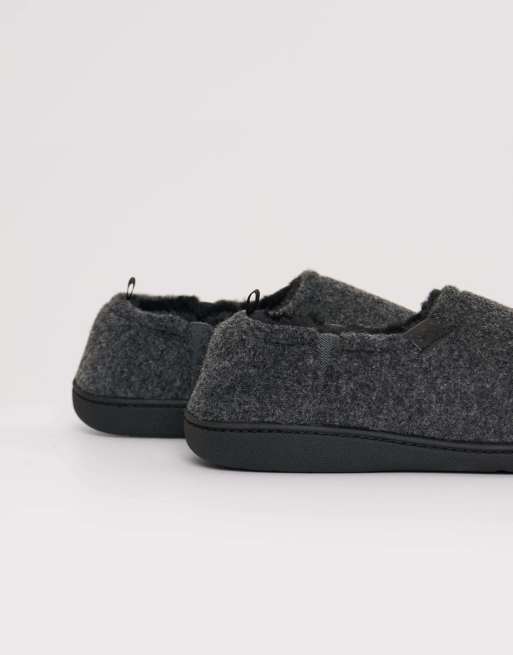 Threadbare Elasticated faux fur lined slippers in charcoal grey, 3 of 5