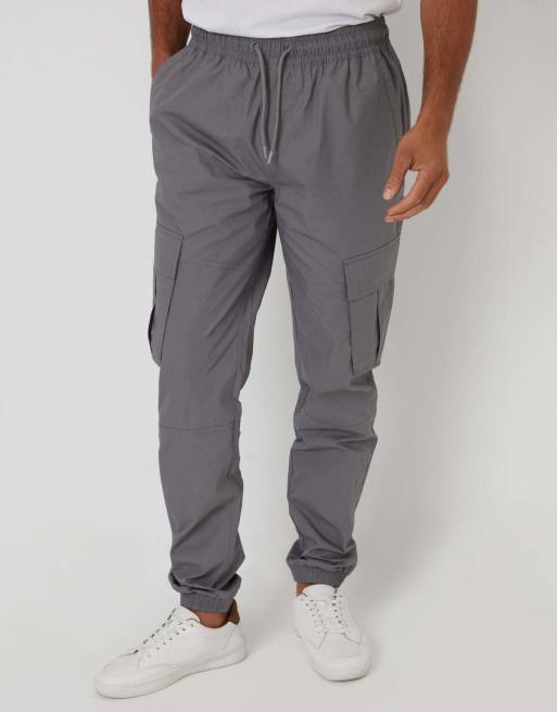 Threadbare Elasticated waist cargo trousers in slate grey, 2 of 5