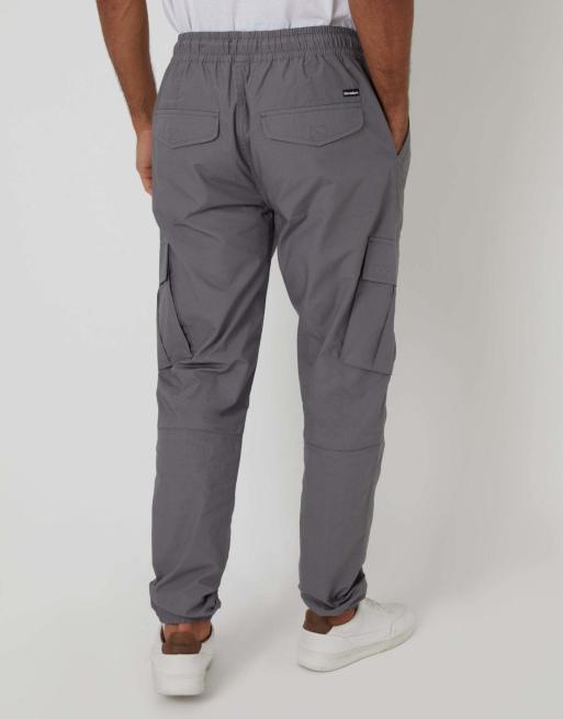 Threadbare Elasticated waist cargo trousers in slate grey, 4 of 5