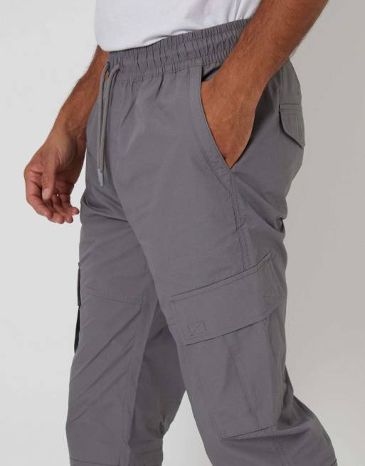 Threadbare Elasticated waist cargo trousers in slate grey, 5 of 5
