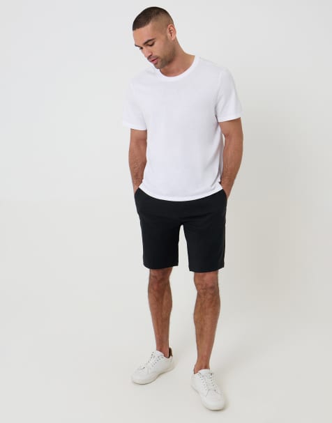 Threadbare Elasticated waist stretch chino shorts in black - view 1