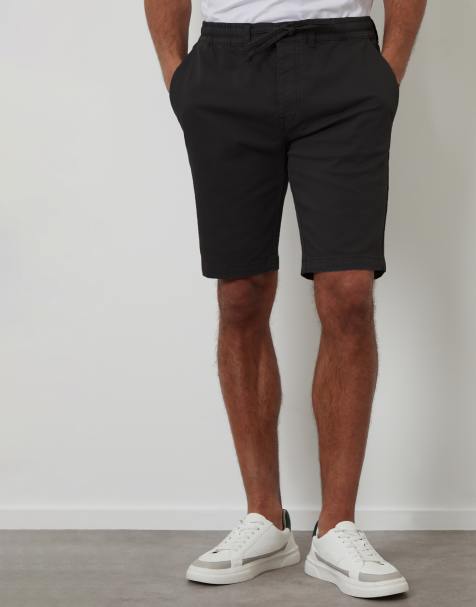 Threadbare Elasticated waist stretch chino shorts in black - view 1
