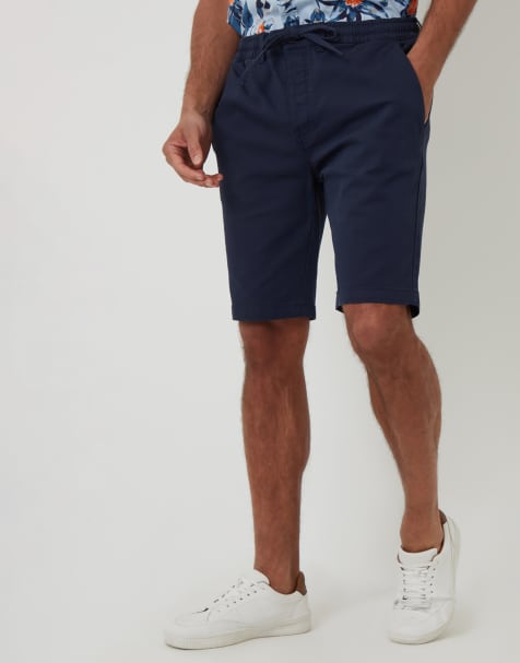 Threadbare Elasticated waist stretch chino shorts in navy - view 1