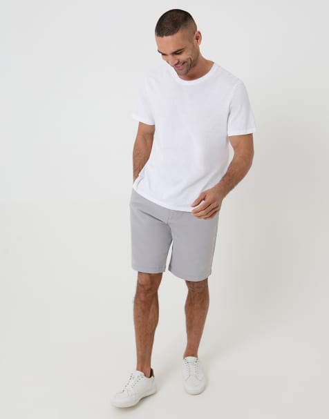 Threadbare Elasticated waist stretch chino shorts in off white - view 1