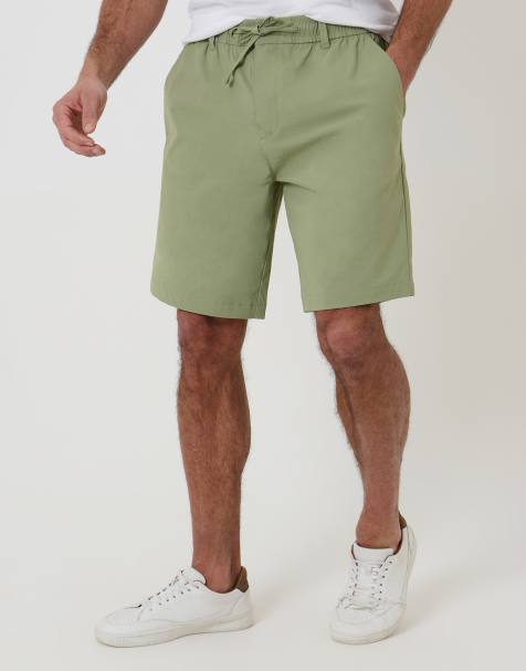 Threadbare Elasticated waist stretch chino shorts in pale green - view 1