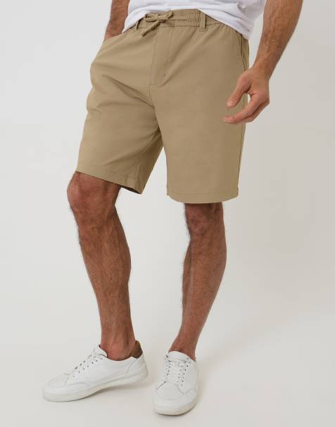 Threadbare Elasticated waist stretch chino shorts in stone