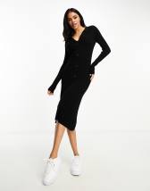 ASOS DESIGN knitted midi dress with button through collar detail