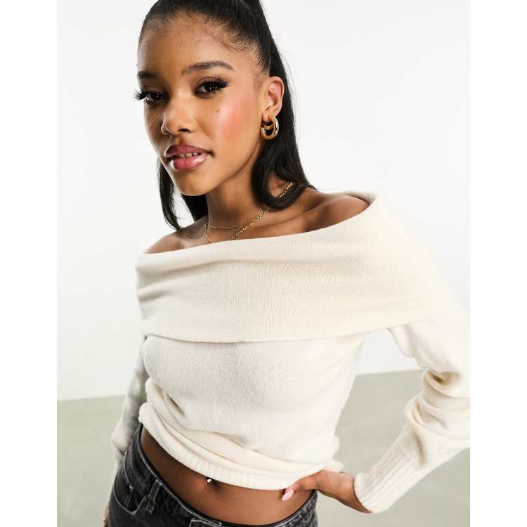 Off shoulder jumper on sale white