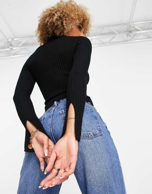 Threadbare ellie high neck sweater in black