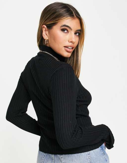 ASOS DESIGN Jumper With Knot Front And Cut Out Detail In Black