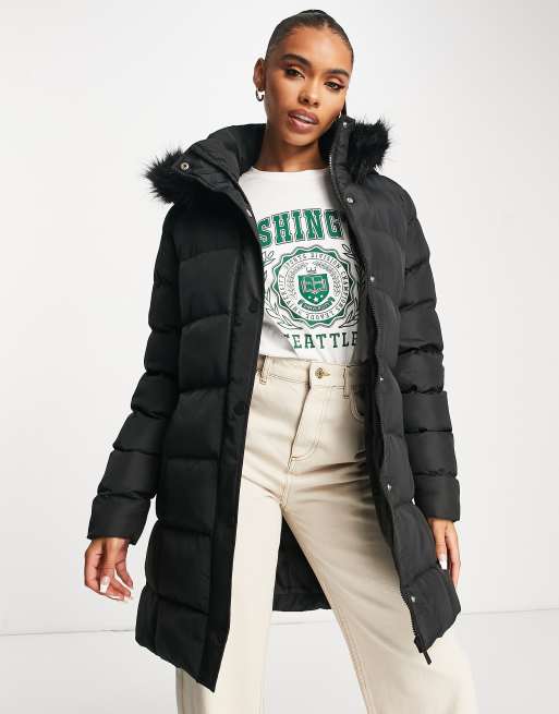 Threadbare parka coat with faux fur trim on sale hood