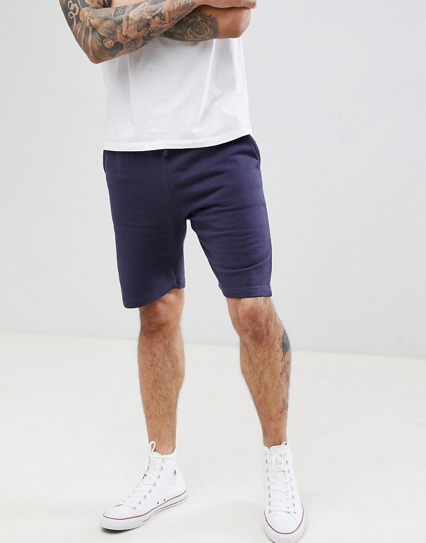 Threadbare - Enkla jersey-shorts-Marinblå