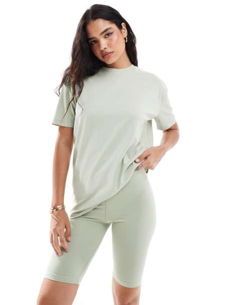 Threadbare - Ensemble avec short et t-shirt oversize - Vert sauge - view 1