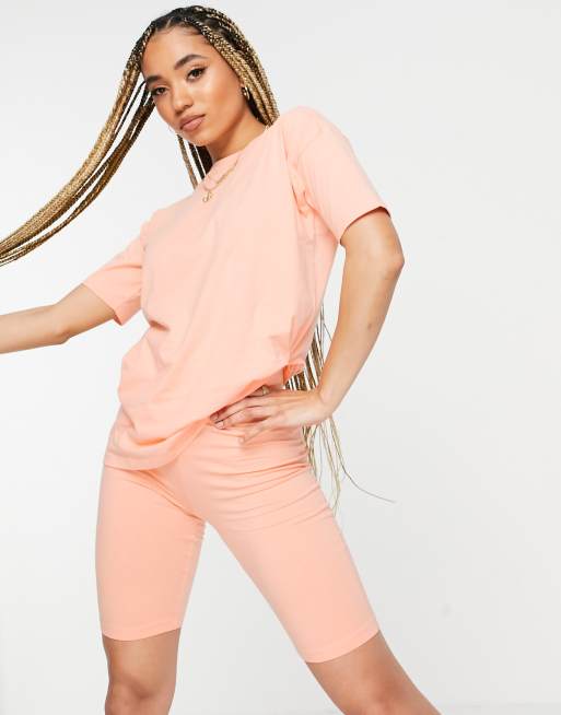 Threadbare - Ensemble avec short legging et t-shirt oversize - Abricot