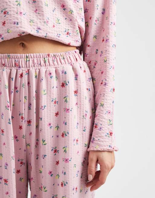 Threadbare - Ensemble de pyjama manches longues en coton mélangé avec imprimé à petites fleurs - Rose, 2 de 4