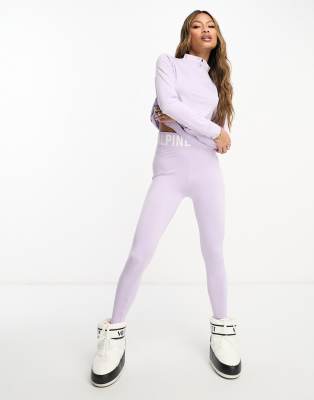 Threadbare Ski base layer banded waistband leggings and long sleeeve top set in lilac - ASOS Price Checker