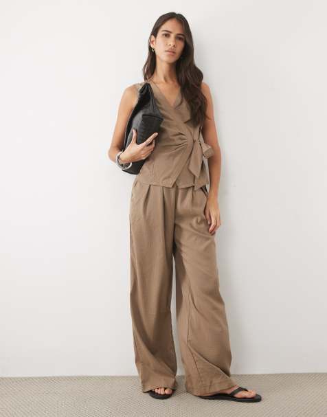 Threadbare - Ensemble pantalon large et gilet de costume - Taupe - view 1