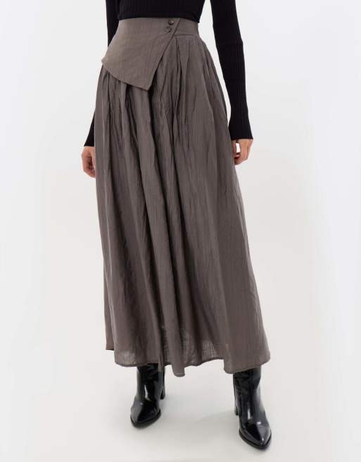 Threadbare Envelope waist midaxi skirt in grey, 2 of 4