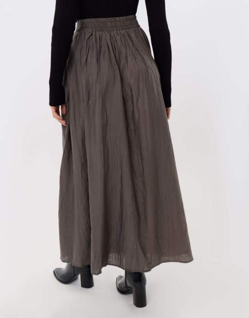 Threadbare Envelope waist midaxi skirt in grey, 4 of 4