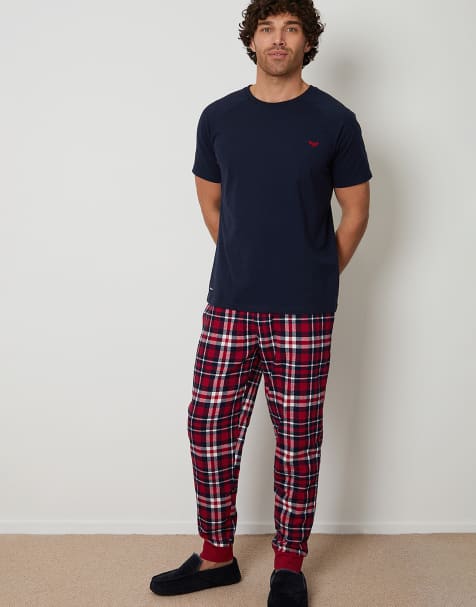 Threadbare 'everest' cotton blend pyjama set in navy - view 1