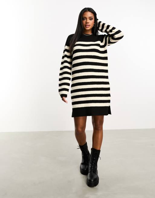 Threadbare Evie Robe pull mi longue rayures Noir et blanc