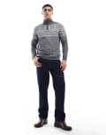 [Threadbare] Threadbare fair isle 1/4 zip jumper in grey L Charcoal