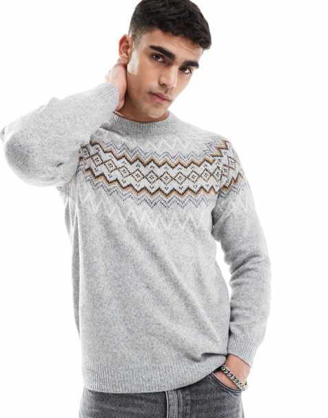 Threadbare Fairisle knit sweater in gray - view 1