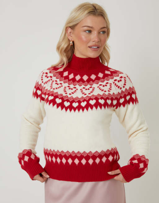 Threadbare Fairisle knitted jumper in natural