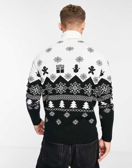 Roll neck hotsell christmas jumper mens