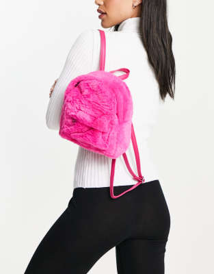 Threadbare faux fur backpack in pink