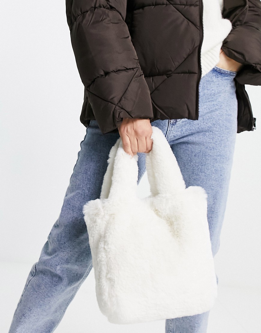 Threadbare faux fur bag in white