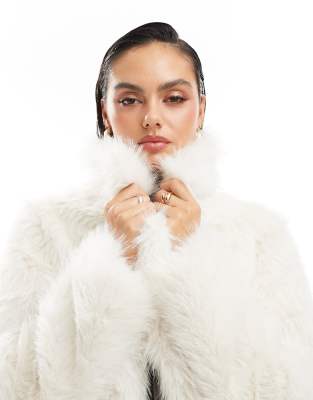 Threadbare Faux Fur Coat In White