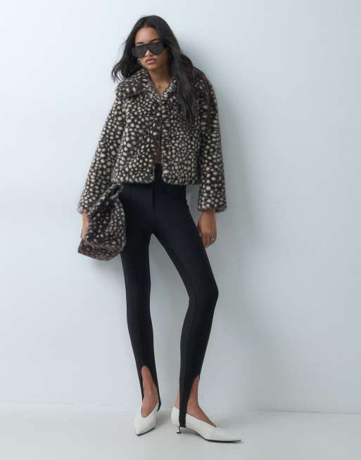 Threadbare faux fur cropped jacket in deer print, 3 of 5