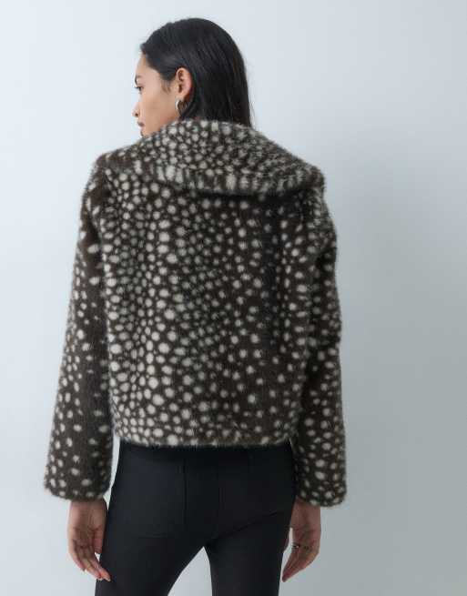Threadbare faux fur cropped jacket in deer print, 5 of 5