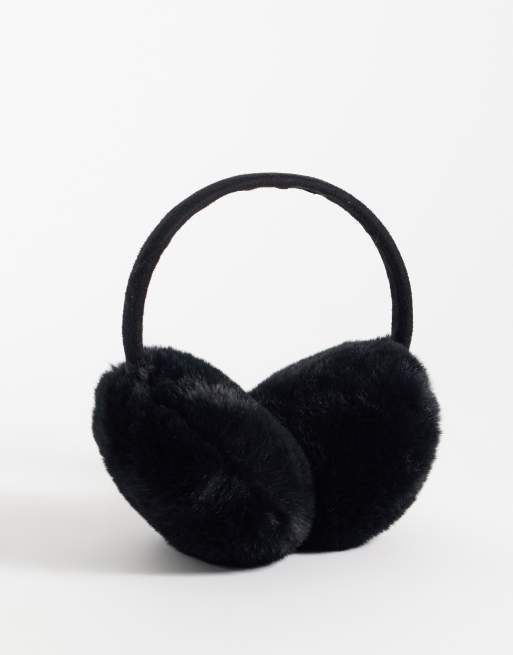 Threadbare faux fur ear muffs in black | ASOS