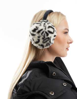 Threadbare Threadbare faux fur earmuffs in leopard print-Multi