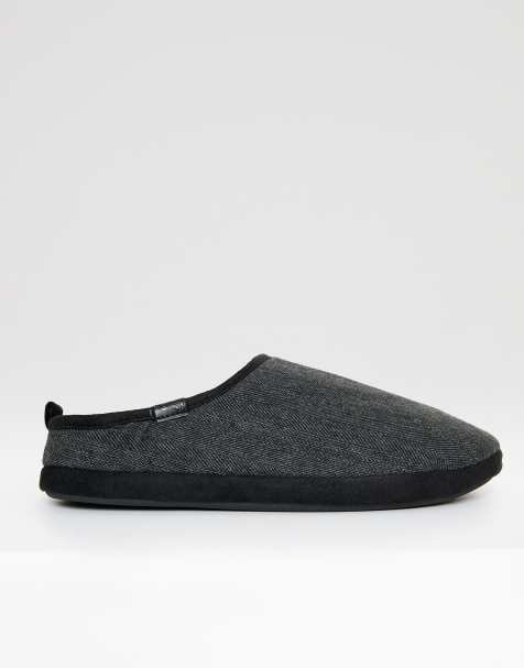 Threadbare Faux fur lined mule slippers in black - view 1