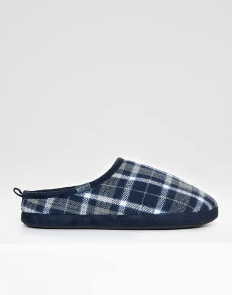 Threadbare Faux fur lined mule slippers in navy - view 1