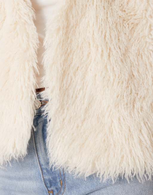 Threadbare faux fur vest in ecru, 2 of 4