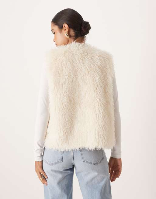 Threadbare faux fur vest in ecru, 4 of 4