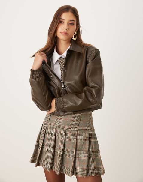 Threadbare faux leather bomber jacket in chocolate brown - view 1