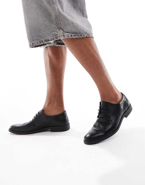 Threadbare Faux leather brogues in black - view 1