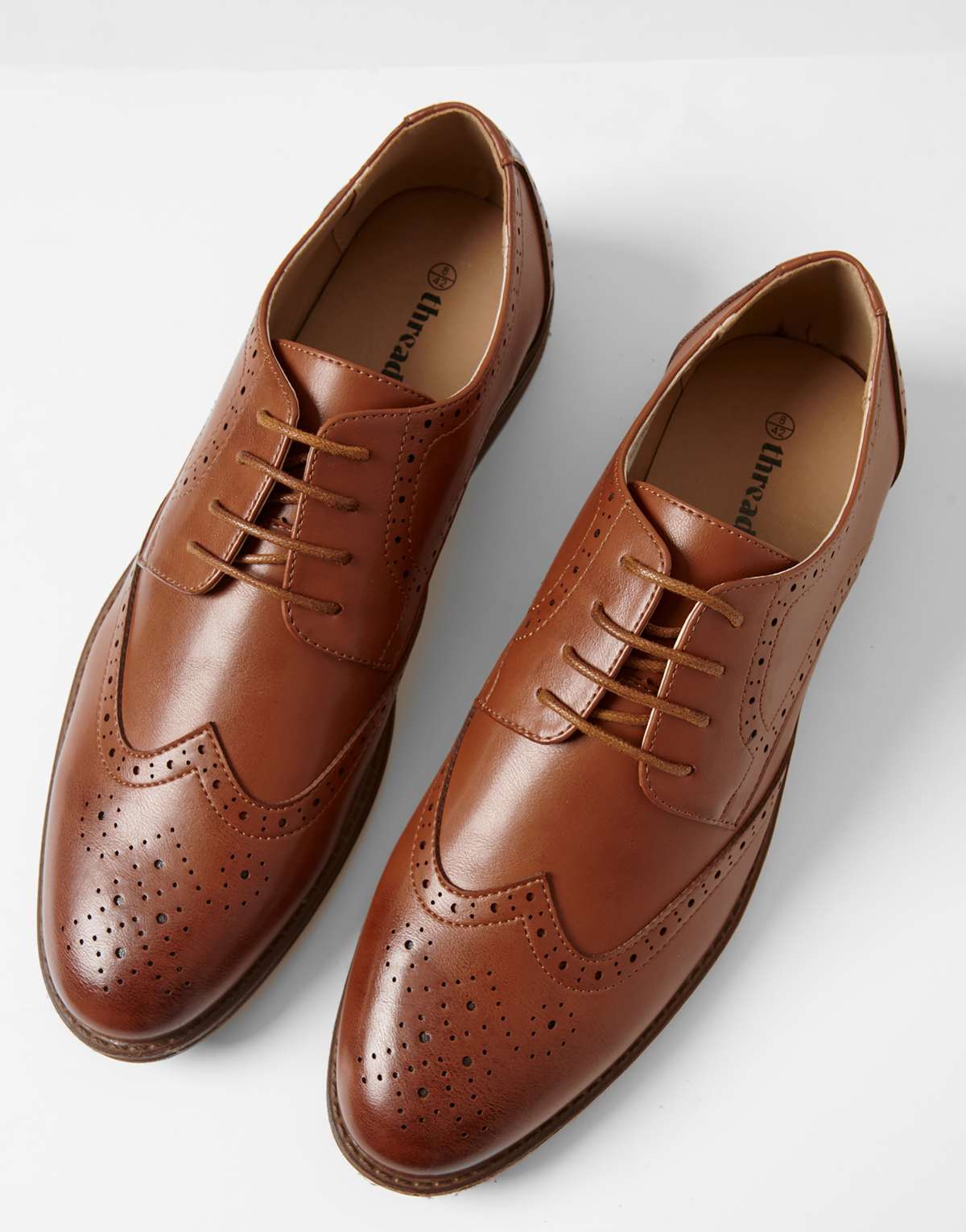 Threadbare Faux leather brogues in tan