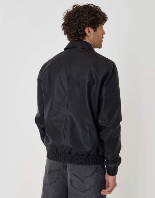 Threadbare Faux leather collared jacket in black, 2 of 4