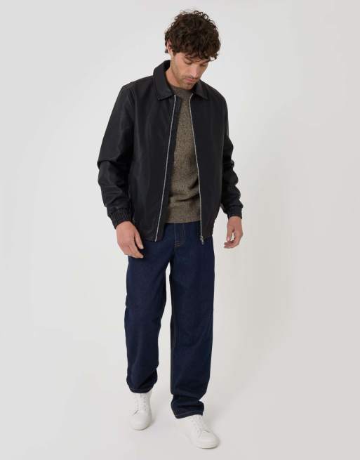 Threadbare Faux leather collared jacket in black, 4 of 4